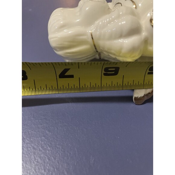 Christmas Caroling ceramic Angel Tea-light candle holder with stars gold trim 7’ - Picture 15 of 15